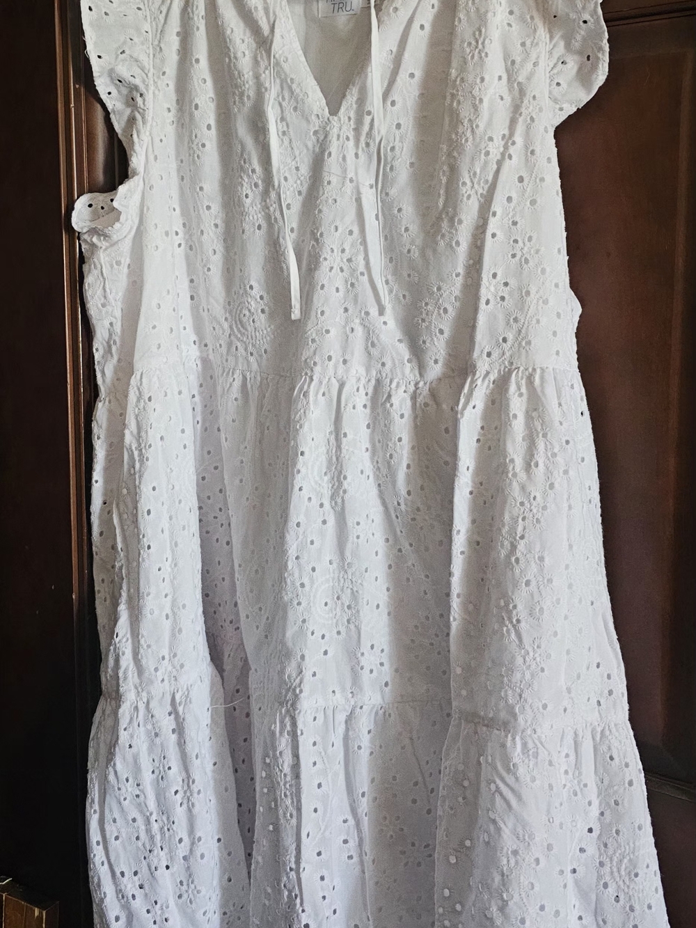 Time and Tru White Eyelet Tiered Dress